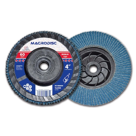 Continental Abrasives 4-1/2" x 5/8-11" 60 Grit T27 Zirconia High Density  Flap Disc with Plastic Hub F-4590607HT